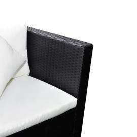 Set mobilier de grădină cu perne, 4 piese, negru, poliratan, 3 image