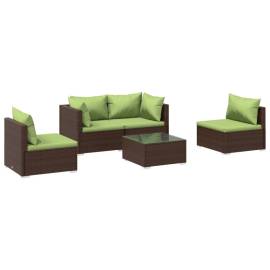 Set mobilier de grădină cu perne, 5 piese, maro, poliratan, 2 image