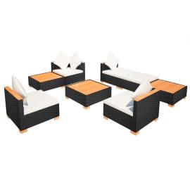 Set mobilier de grădină cu perne, 8 piese, negru, poliratan, 6 image