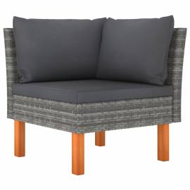 Set mobilier de grădină cu perne, 9 piese, gri, poliratan, 4 image