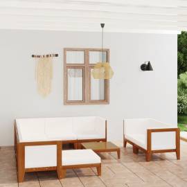 Set mobilier grădină cu perne, 10 piese, lemn masiv acacia