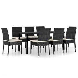 Set de mobilier de grădină, 9 piese, negru, poliratan, 2 image