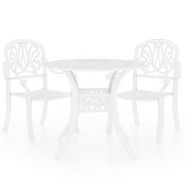 Set mobilier bistro, 3 piese, alb, aluminiu turnat, 2 image