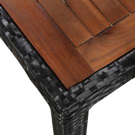 Set mobilier de exterior 7 piese negru, poliratan, lemn acacia, 4 image