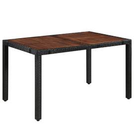 Set mobilier de exterior 7 piese negru, poliratan, lemn acacia, 2 image