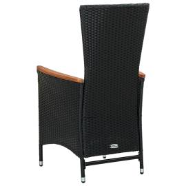 Set mobilier de exterior cu perne, 9 piese, negru, poliratan, 8 image
