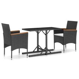 Set mobilier de grădină, 3 piese, negru, 2 image