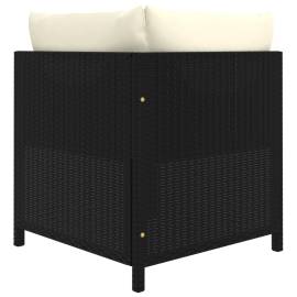 Set mobilier de grădină cu perne, 5 piese, negru, poliratan, 4 image