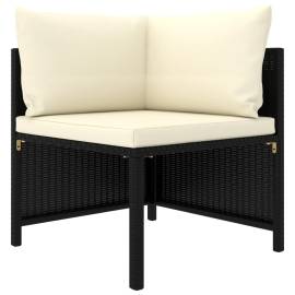 Set mobilier de grădină cu perne, 5 piese, negru, poliratan, 3 image