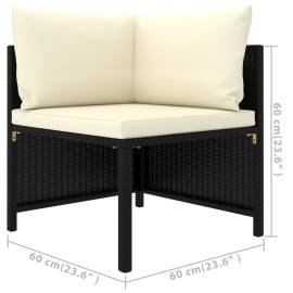 Set mobilier de grădină cu perne, 5 piese, negru, poliratan, 11 image