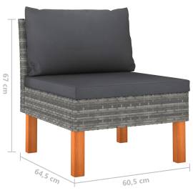 Set mobilier de grădină cu perne, 8 piese, gri, poliratan, 9 image