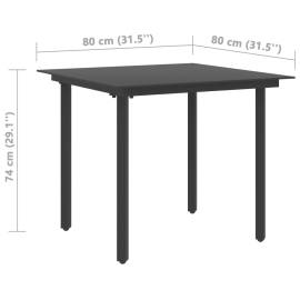 Set mobilier de masă pentru grădină, 3 piese, negru, ratan pvc, 9 image