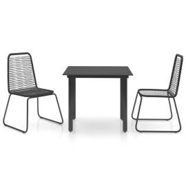 Set mobilier de masă pentru grădină, 3 piese, negru, ratan pvc, 2 image