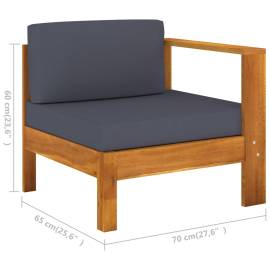 Set mobilier grădină perne gri închis, 6 piese, lemn acacia, 9 image