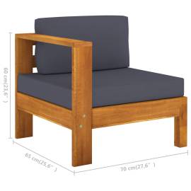 Set mobilier grădină perne gri închis, 6 piese, lemn acacia, 10 image