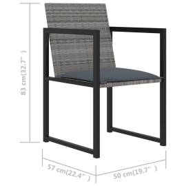 Set mobilier de exterior cu perne, 7 piese, gri, poliratan, 9 image