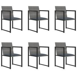 Set mobilier de exterior cu perne, 7 piese, gri, poliratan, 2 image