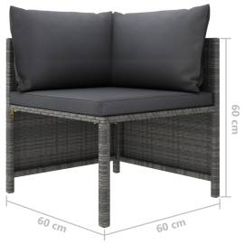 Set mobilier de grădină cu perne, 8 piese, gri, poliratan, 9 image