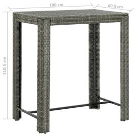 Set mobilier bar de grădină cu perne, 5 piese, gri, poliratan, 9 image