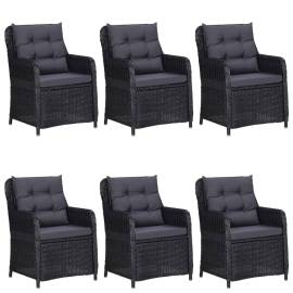 Set mobilier pentru grădină, 7 piese, negru, 3 image