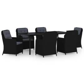 Set mobilier pentru grădină, 7 piese, negru, 2 image