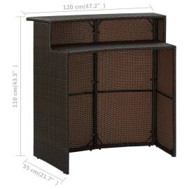 Set mobilier bar de grădină cu perne, 3 piese, maro, 8 image