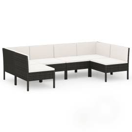 Set mobilier de grădină cu perne, 6 piese, negru, poliratan, 2 image