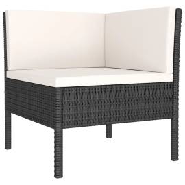 Set mobilier de grădină cu perne, 6 piese, negru, poliratan, 3 image