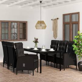 Set mobilier de grădină cu perne,negru, 7 piese