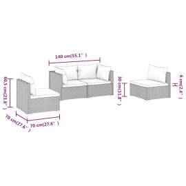 Set mobilier de grădină cu perne, 4 piese, maro, poliratan, 7 image
