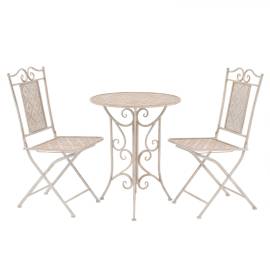 Set mobilier de bistro, 3 piese, alb, oțel