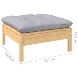 Set mobilier de grădină cu perne gri, 9 piese, lemn masiv pin, 9 image