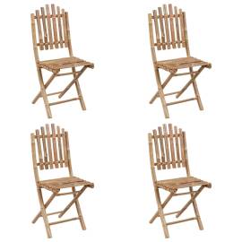 Set mobilier de exterior pliabil, cu perne, 5 piese, bambus, 4 image
