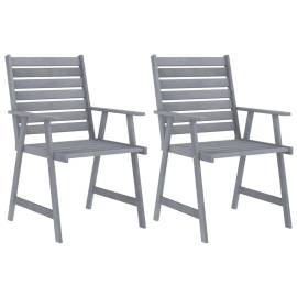 Set mobilier de grădină, 3 piese, gri, lemn masiv acacia, 8 image