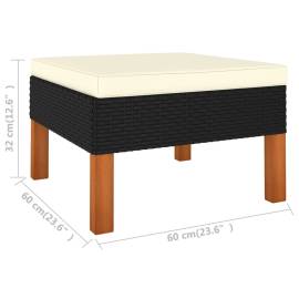 Set mobilier de grădină cu perne, 4 piese, negru, poliratan, 8 image