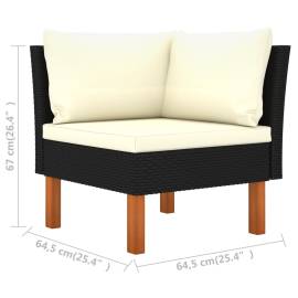 Set mobilier de grădină cu perne, 4 piese, negru, poliratan, 7 image