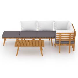 Set mobilier de grădină cu perne, 6 piese, lemn masiv acacia, 3 image