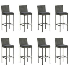 Set mobilier bar exterior cu perne antracit, 9 piese, poliratan, 3 image