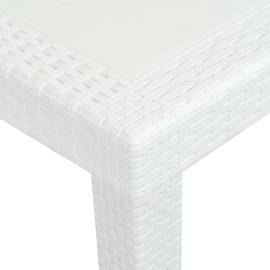 Set mobilier de exterior, 7 piese, alb, plastic, aspect ratan, 9 image