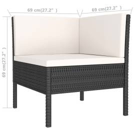 Set mobilier de grădină cu perne, 6 piese, negru, poliratan, 6 image