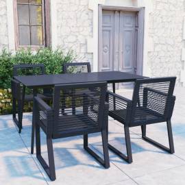 Set mobilier de exterior, 5 piese, negru, ratan pvc