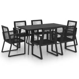 Set mobilier de exterior, 7 piese, negru, ratan pvc, 2 image