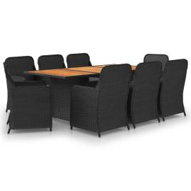 Set mobilier de grădină, 9 piese, negru, poliratan, 2 image