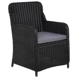 Set mobilier de grădină, 9 piese, negru, poliratan, 4 image