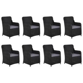 Set mobilier de grădină, 9 piese, negru, poliratan, 3 image