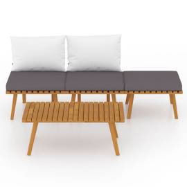 Set mobilier de grădină cu perne, 4 piese, lemn masiv de acacia, 3 image