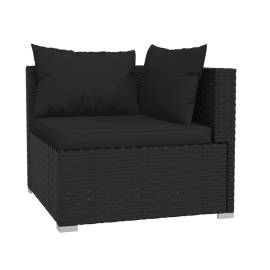Canapea cu 2 locuri, cu perne, negru, poliratan, 5 image