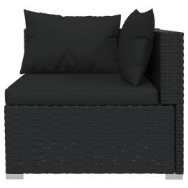 Canapea cu 2 locuri, cu perne, negru, poliratan, 6 image