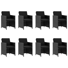 Set mobilier de exterior cu perne, 9 piese, negru, poliratan, 2 image