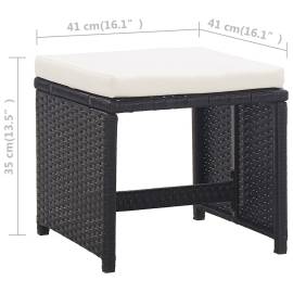 Set mobilier de exterior cu perne, 9 piese, negru, poliratan, 10 image